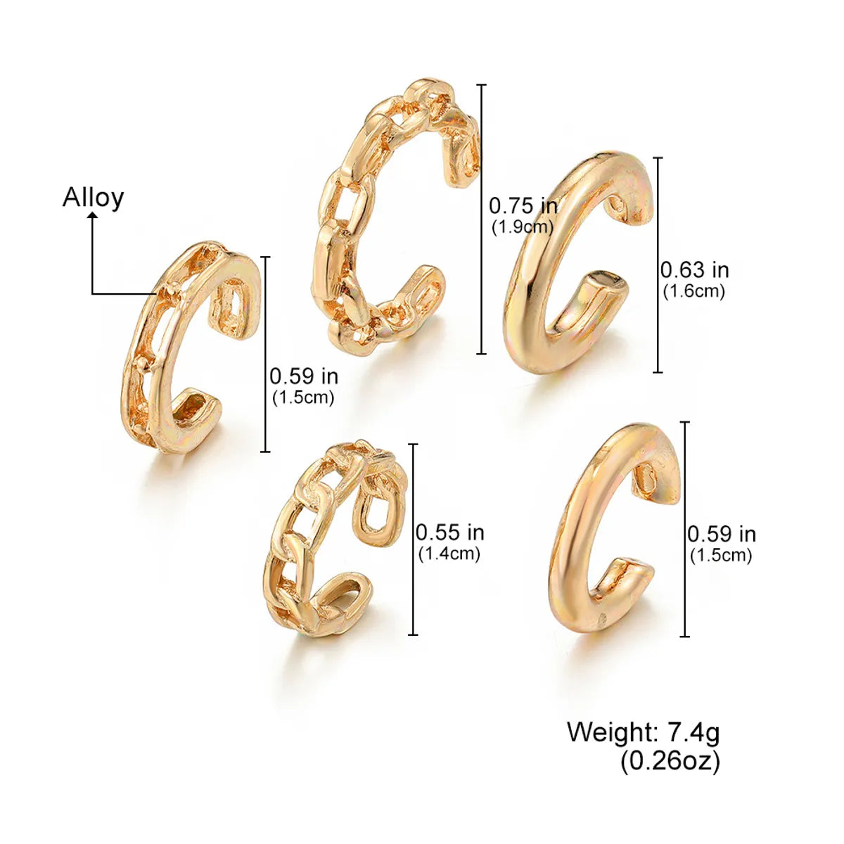 1 Set Retro Simple Style Geometric Plating Alloy Ear Cuffs