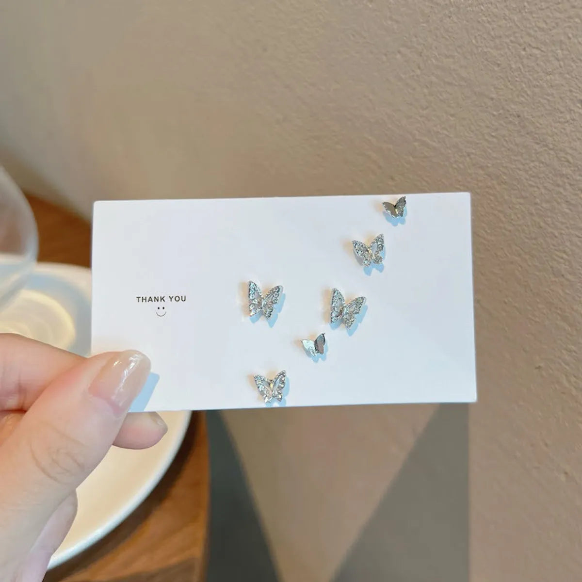 1 Set Simple Style Butterfly Alloy Inlay Zircon Women's Ear Studs