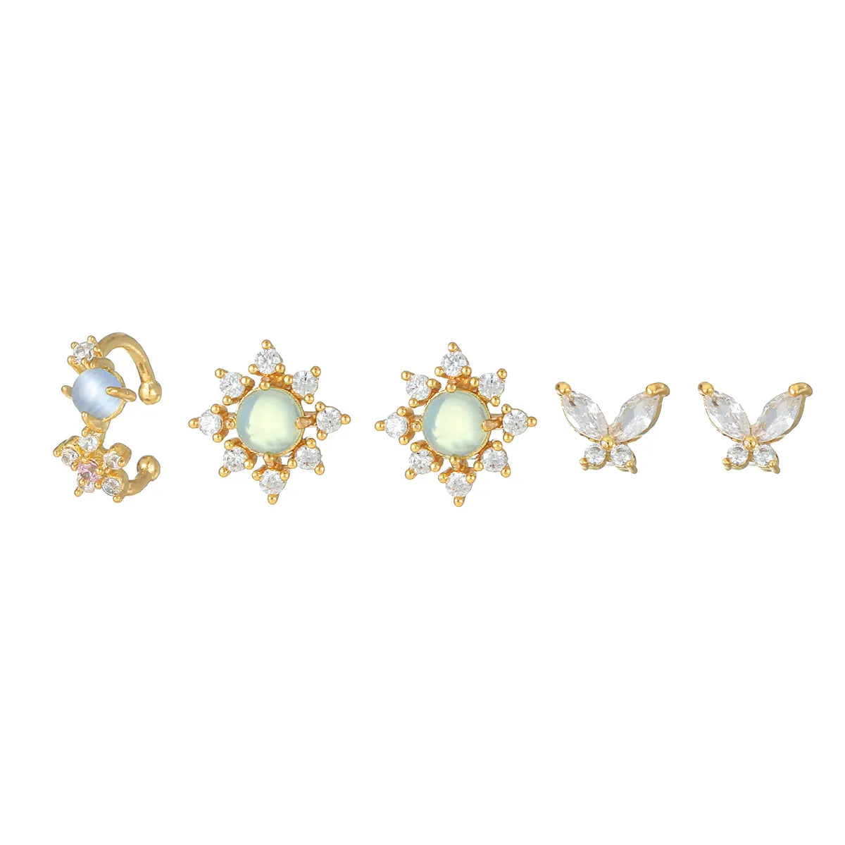 1 Set Simple Style Butterfly Plating Inlay Brass Zircon 18k Gold Plated Ear Studs