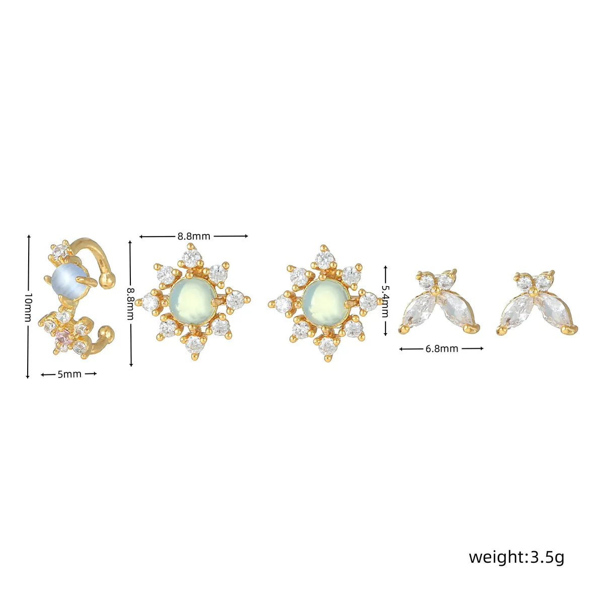 1 Set Simple Style Butterfly Plating Inlay Brass Zircon 18k Gold Plated Ear Studs