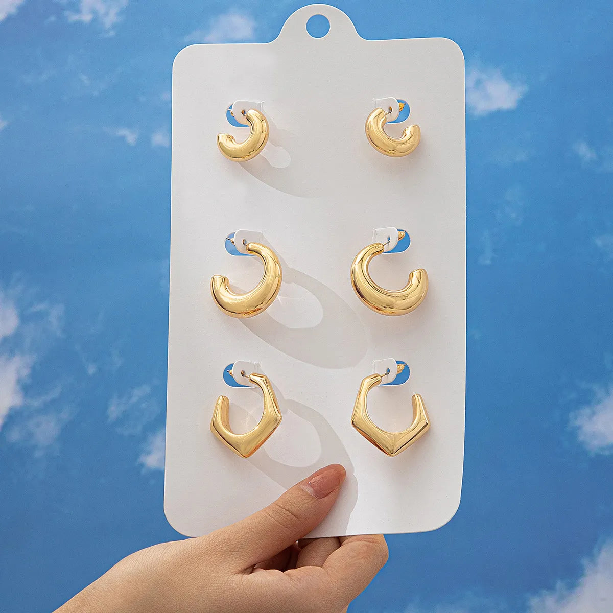 1 Set Simple Style C Shape Alloy Ear Studs