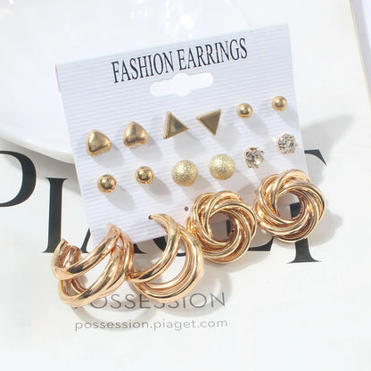 1 Set Simple Style C Shape Alloy Earrings Ear Studs