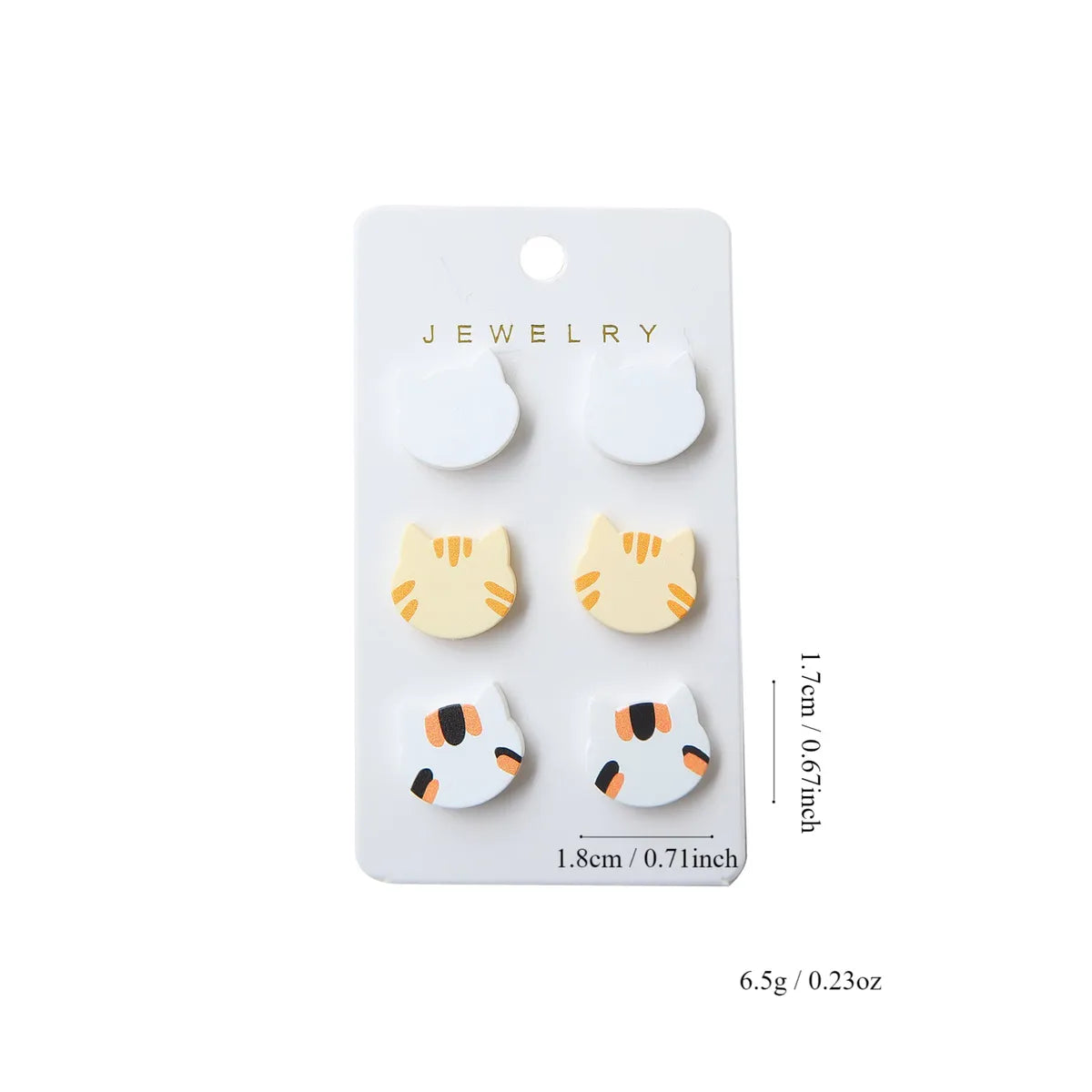 1 Set Simple Style Cat Stoving Varnish Plastic Resin Drop Earrings