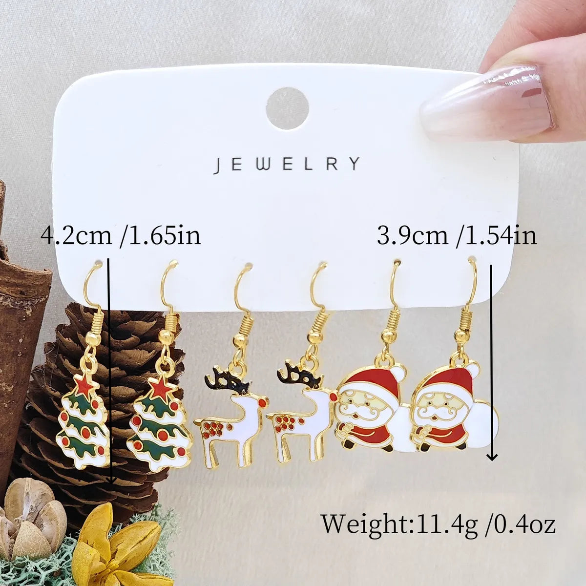 1 Set Simple Style Christmas Tree Santa Claus Alloy Drop Earrings