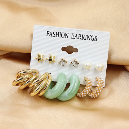 1 Set Simple Style Circle Heart Shape Butterfly Metal Plating Inlay Pearl Women'S Earrings