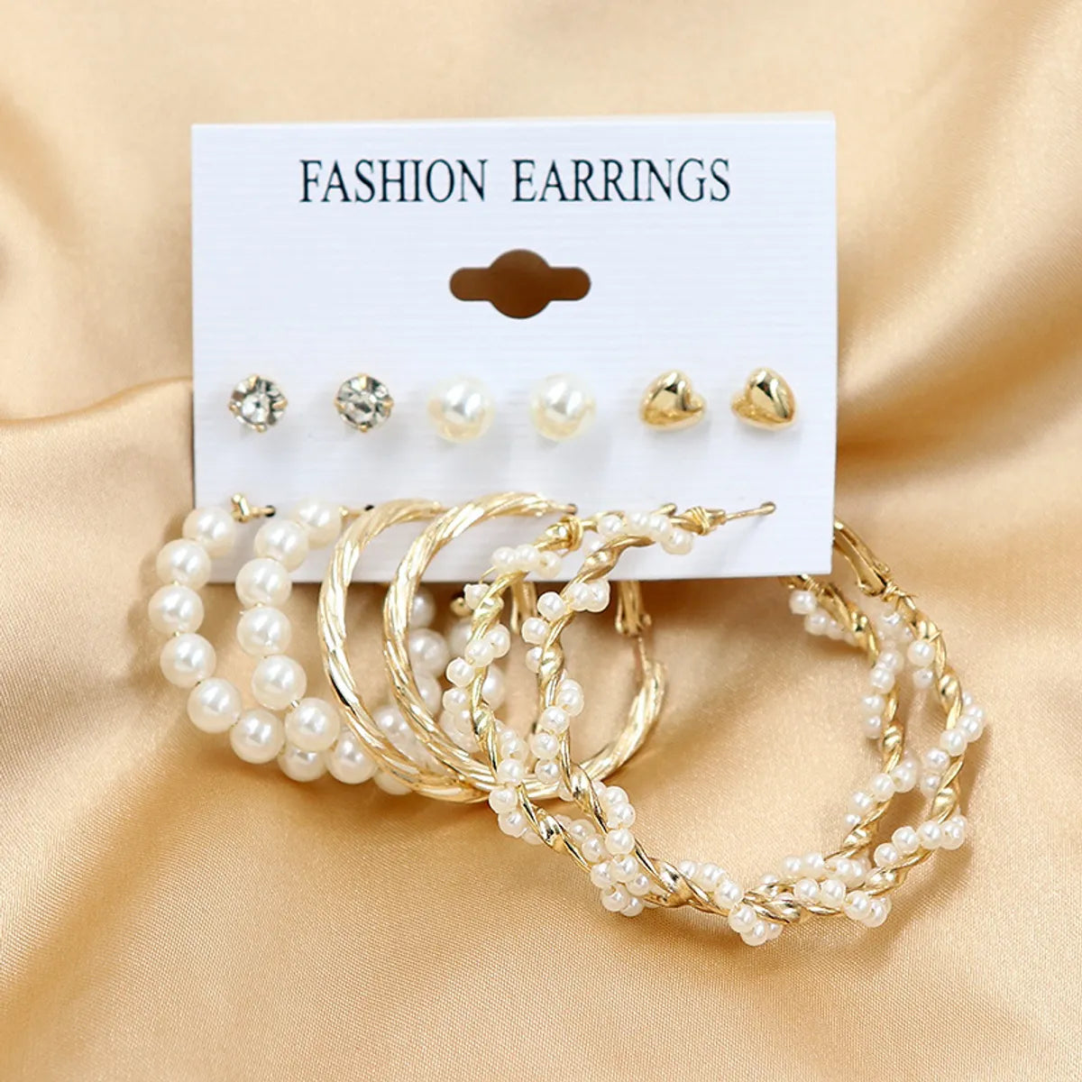 1 Set Simple Style Circle Heart Shape Butterfly Metal Plating Inlay Pearl Women'S Earrings