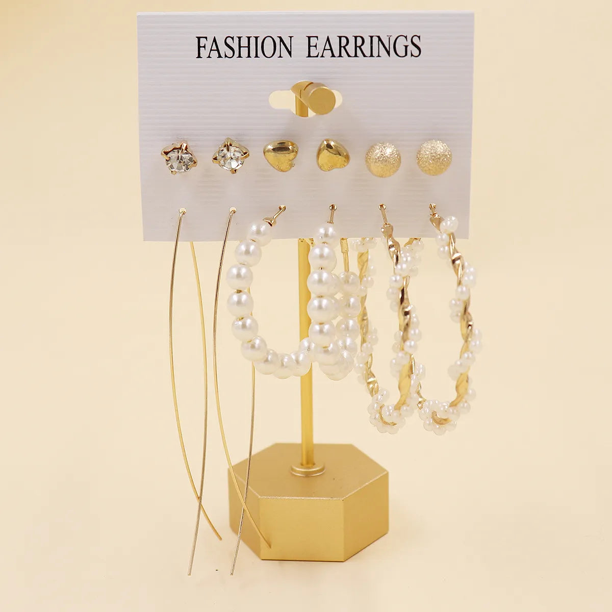 1 Set Simple Style Circle Heart Shape Butterfly Metal Plating Inlay Pearl Women'S Earrings