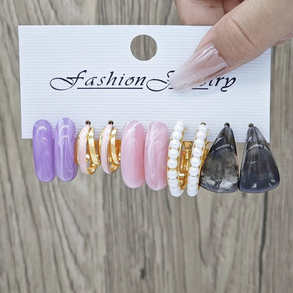 1 Set Simple Style Classic Style Color Block Alloy Earrings