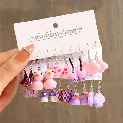 1 Set Simple Style Classic Style Color Block Tassel Epoxy Arylic Drop Earrings