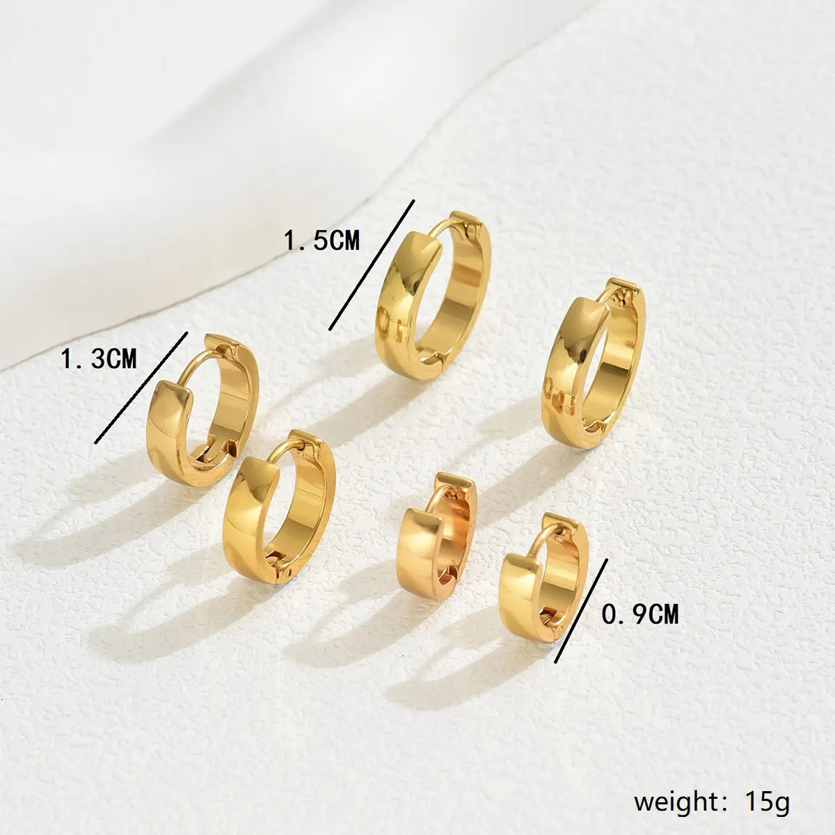 1 Set Simple Style Classic Style Commute Circle 201 Stainless Steel 18K Gold Plated Earrings