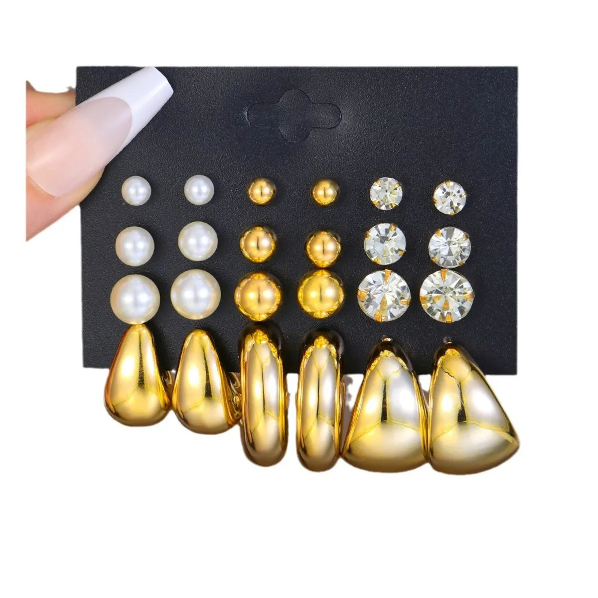 1 Set Simple Style Classic Style Geometric Inlay Zinc Alloy Rhinestones Ear Studs