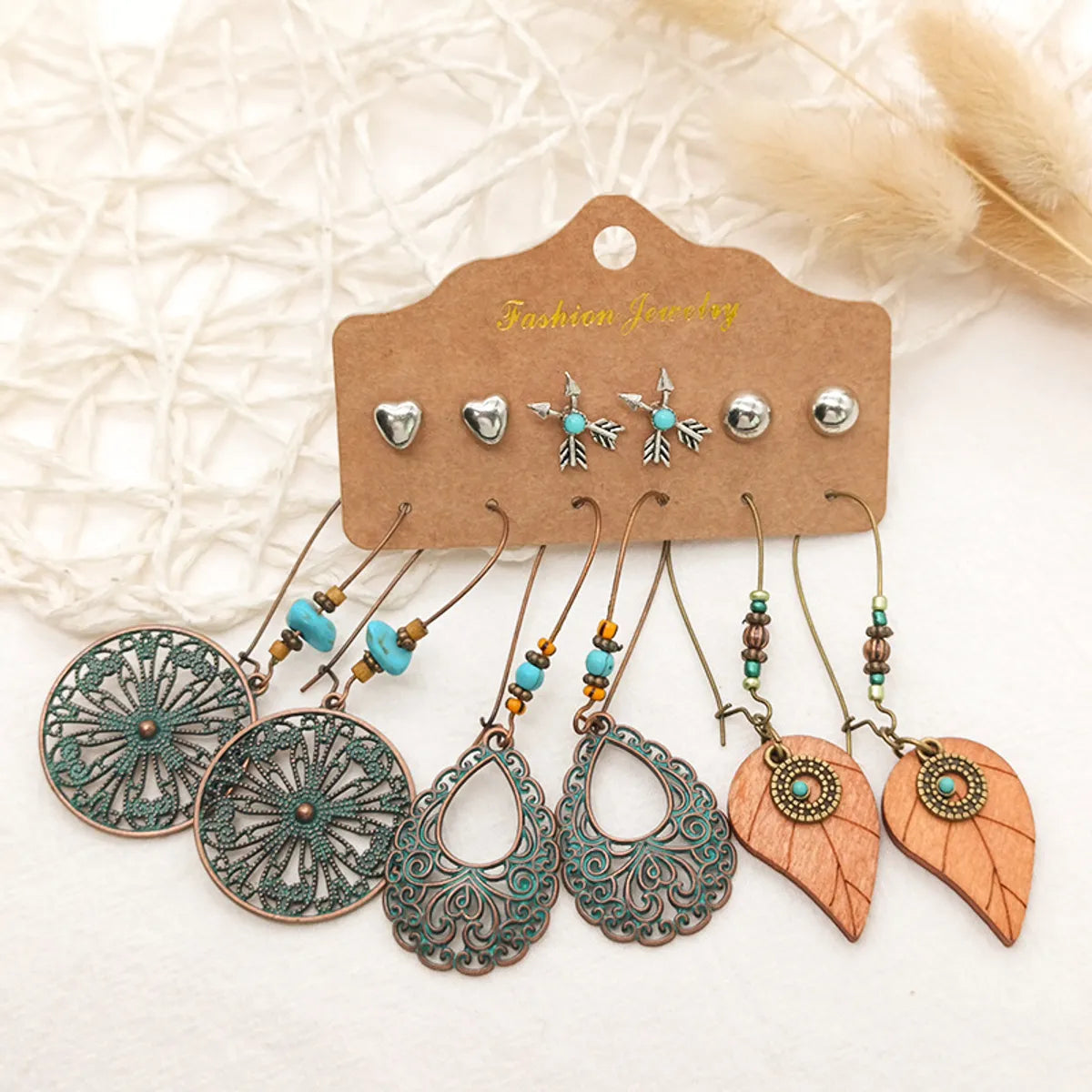 1 Set Simple Style Classic Style Leaf Plating Alloy Drop Earrings