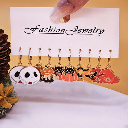 1 Set Simple Style Classic Style Pumpkin Patchwork Alloy Drop Earrings