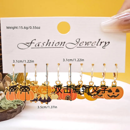 1 Set Simple Style Classic Style Pumpkin Patchwork Alloy Drop Earrings