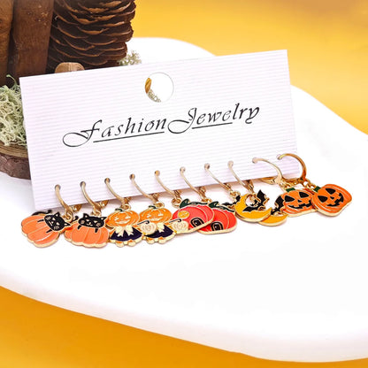 1 Set Simple Style Classic Style Pumpkin Patchwork Alloy Drop Earrings