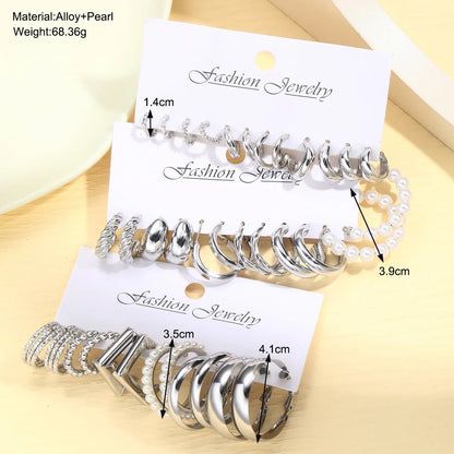 1 Set Simple Style Classic Style Solid Color Pearl Plating Zinc Alloy Earrings