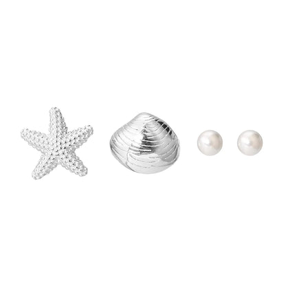 1 Set Simple Style Classic Style Starfish Inlay Zinc Alloy Pearl Ear Studs