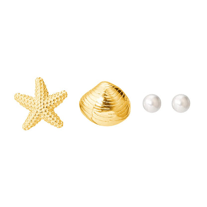 1 Set Simple Style Classic Style Starfish Inlay Zinc Alloy Pearl Ear Studs