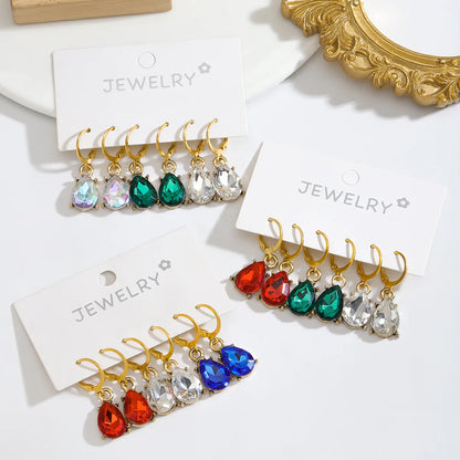 1 Set Simple Style Classic Style Water Droplets Inlay Alloy Zircon Drop Earrings