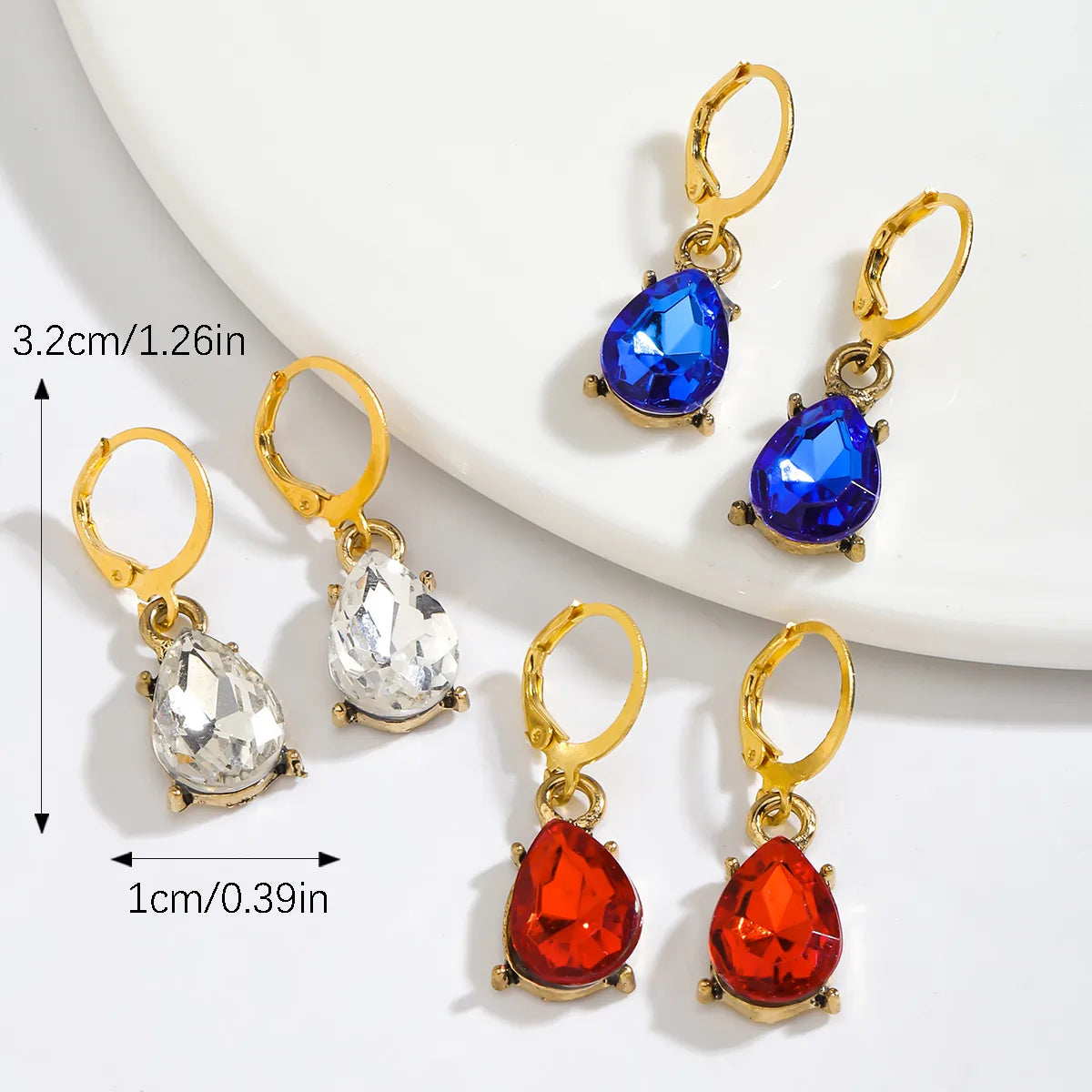 1 Set Simple Style Classic Style Water Droplets Inlay Alloy Zircon Drop Earrings