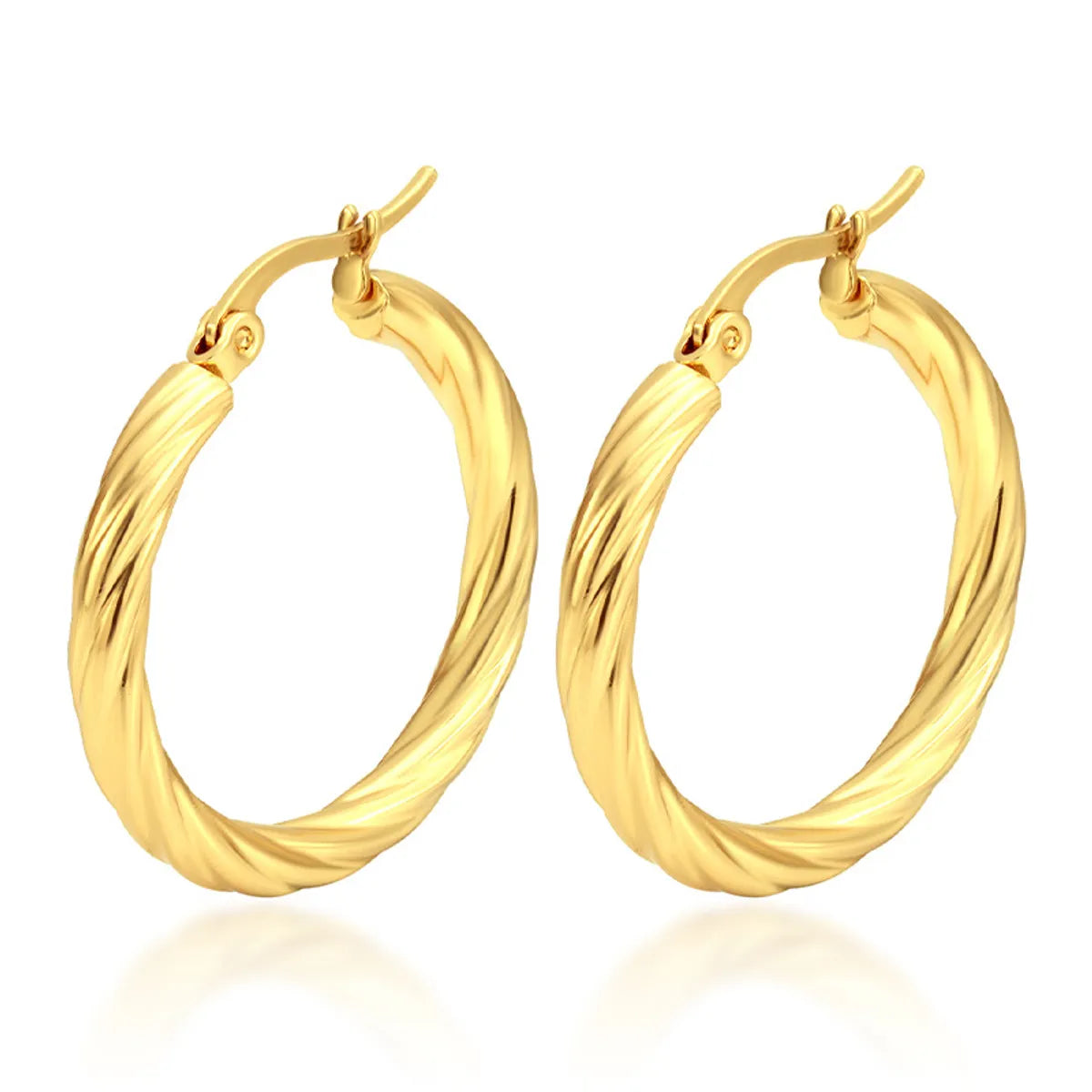 1 Set Simple Style Commute Solid Color Plating Stainless Steel Gold Plated Earrings