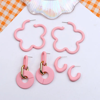 1 Set Simple Style Flower Spray Paint Arylic Drop Earrings