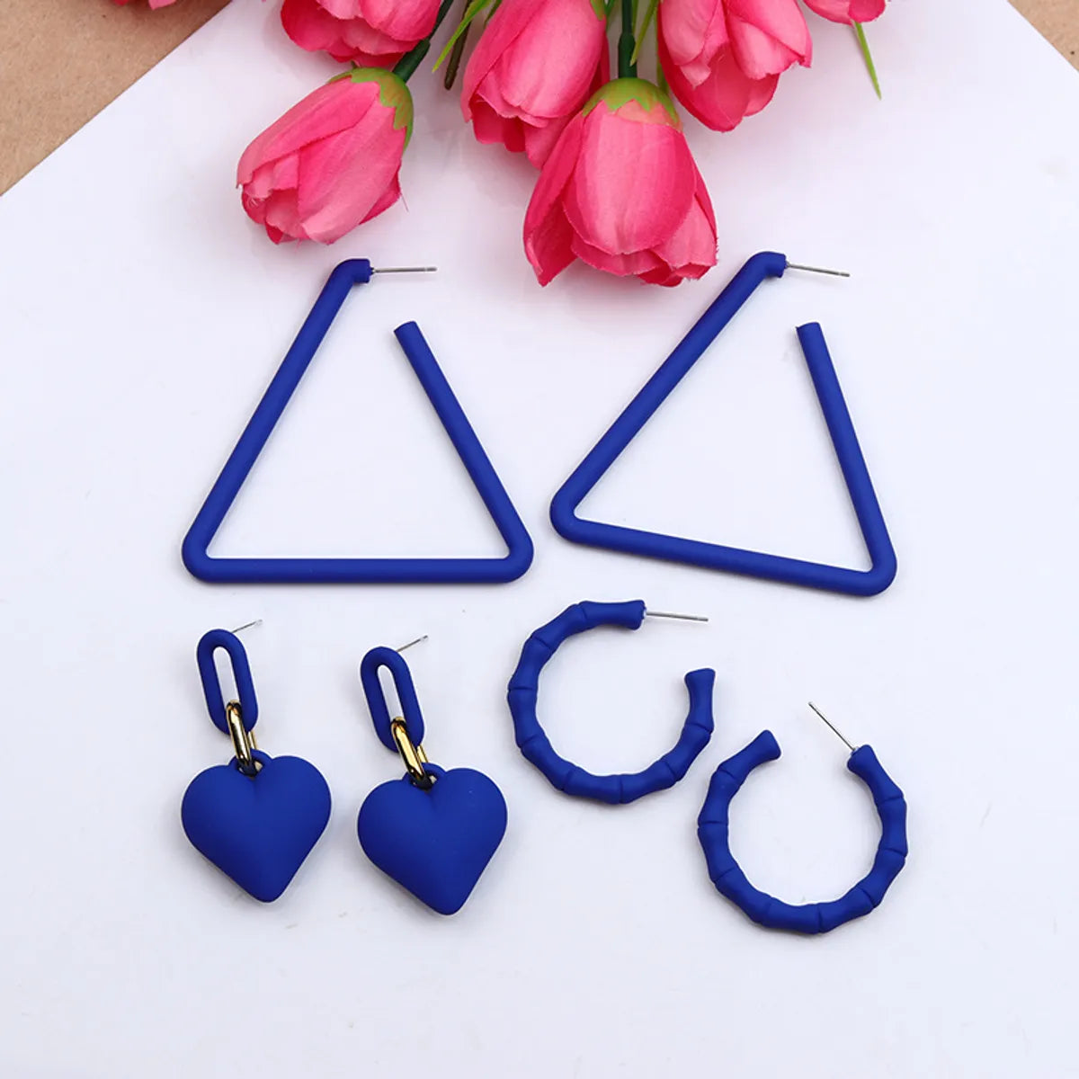 1 Set Simple Style Flower Spray Paint Arylic Drop Earrings