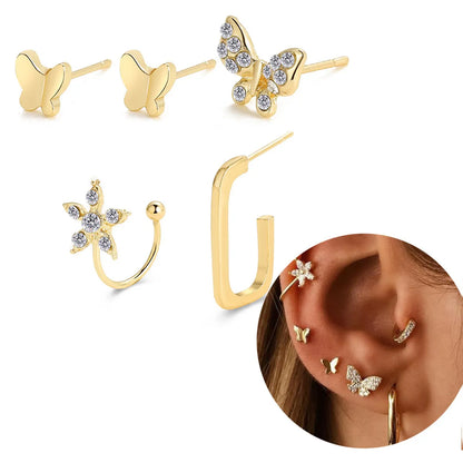 1 Set Simple Style Geometric Alloy Plating Inlay Artificial Gemstones Women's Ear Studs