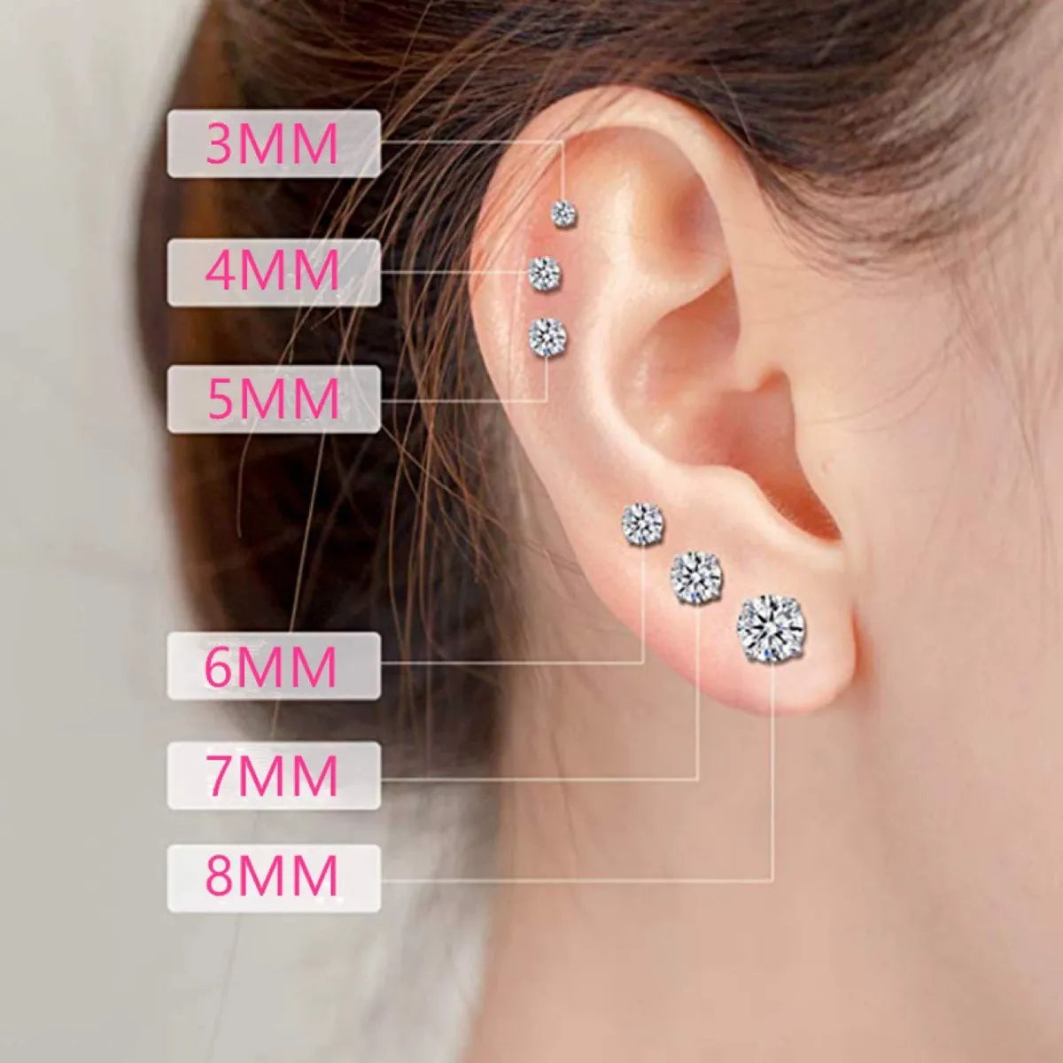 1 Set Simple Style Geometric Inlay Stainless Steel Zircon 18k Gold Plated White Gold Plated Ear Studs