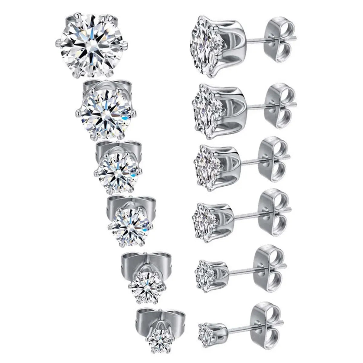 1 Set Simple Style Geometric Inlay Stainless Steel Zircon 18k Gold Plated White Gold Plated Ear Studs