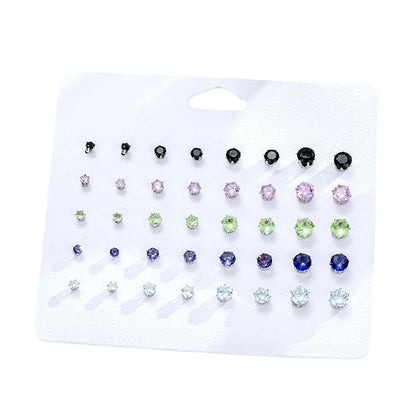 1 Set Simple Style Geometric Plating Inlay Alloy Zircon Ear Studs