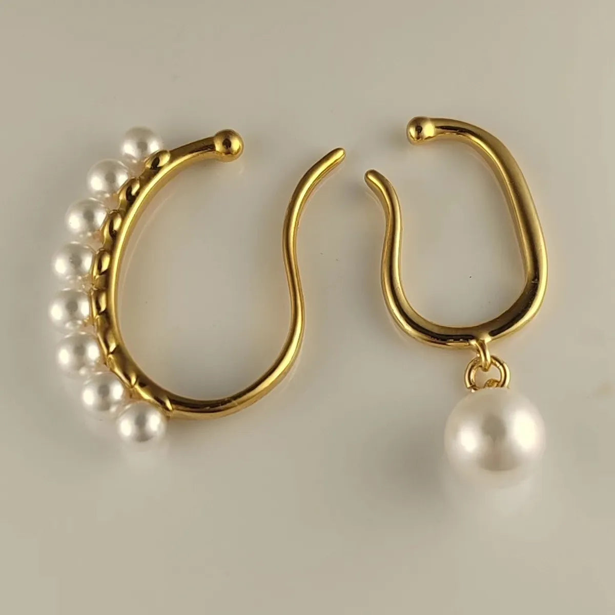 1 Set Simple Style Geometric Plating Inlay Copper Artificial Pearls Ear Cuffs