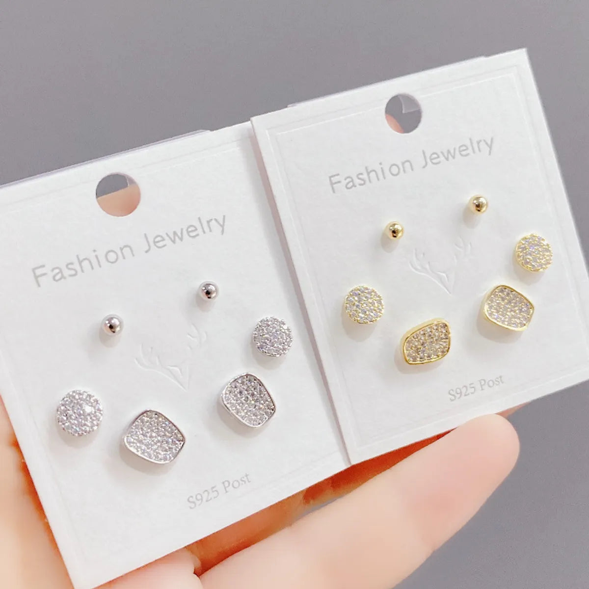 1 Set Simple Style Geometric Plating Inlay Copper Zircon Ear Studs