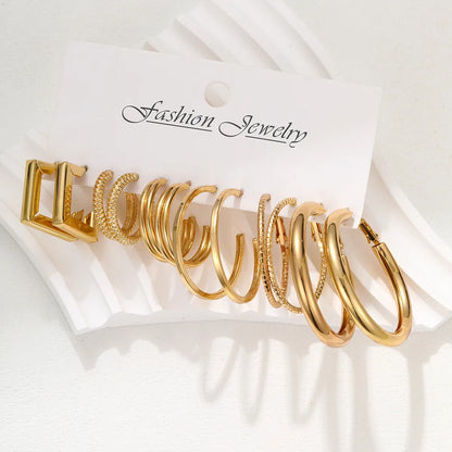 1 Set Simple Style Geometric Solid Color Plating Alloy Hoop Earrings