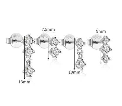 1 Set Simple Style Geometric Solid Color Plating Inlay Sterling Silver Zircon Ear Studs