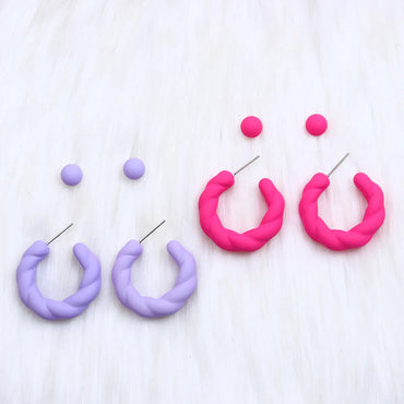 1 Set Simple Style Geometric Solid Color Spray Paint Arylic Ear Studs