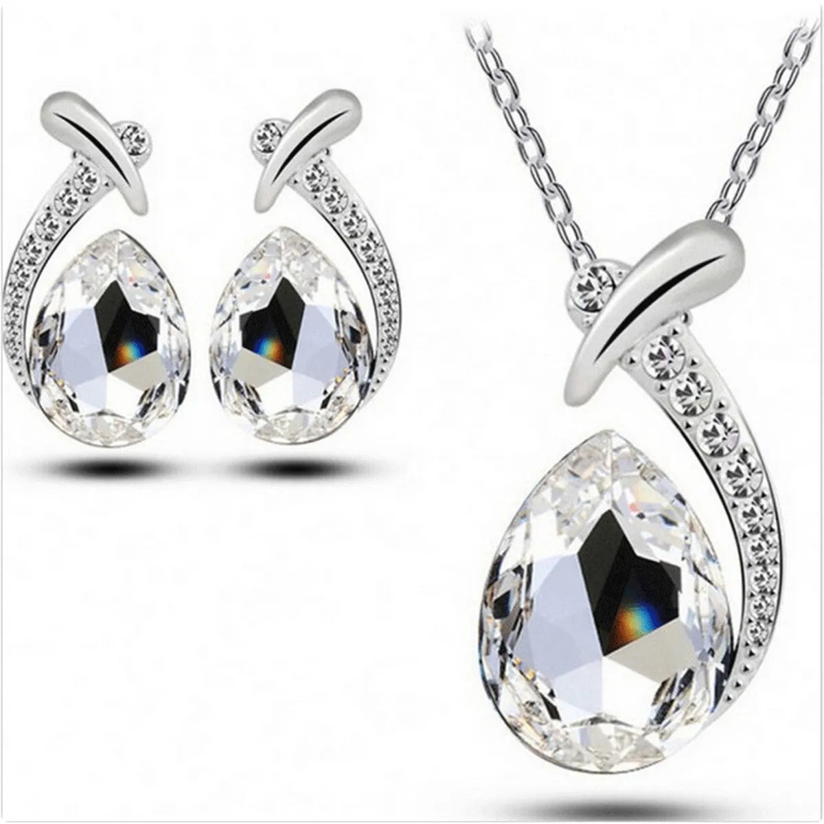 1 Set Simple Style Heart Shape Alloy Inlay Zircon Women's Jewelry Set