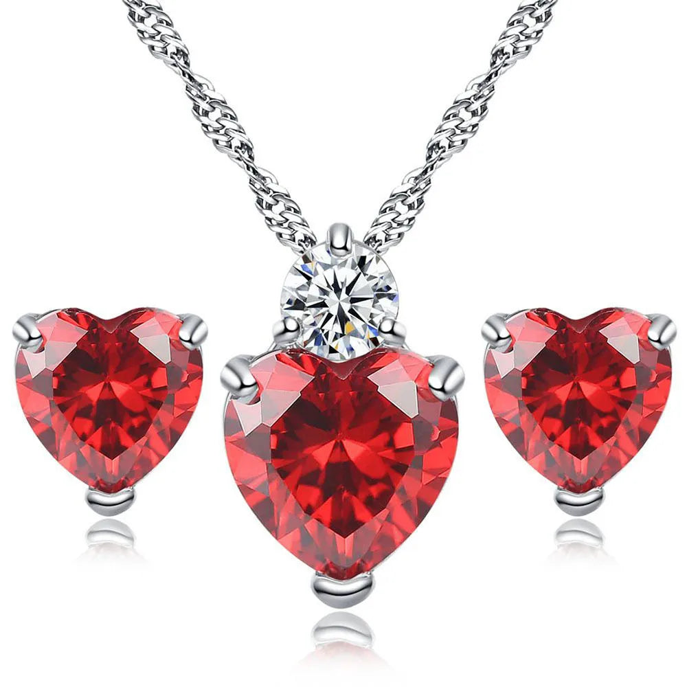 1 Set Simple Style Heart Shape Alloy Inlay Zircon Women'S Jewelry Set