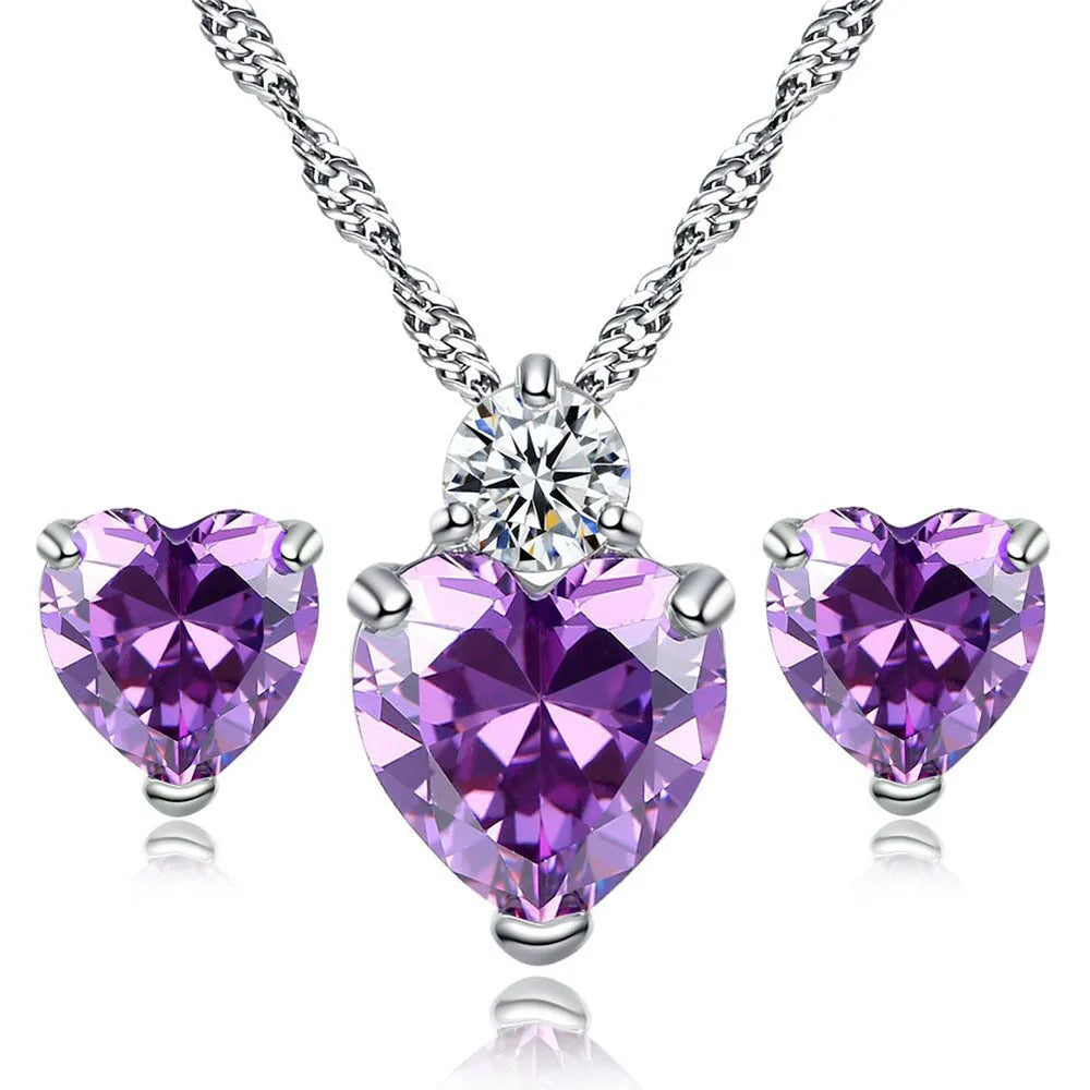 1 Set Simple Style Heart Shape Alloy Inlay Zircon Women'S Jewelry Set