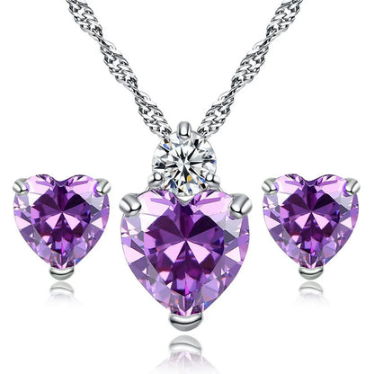 1 Set Simple Style Heart Shape Alloy Inlay Zircon Women'S Jewelry Set