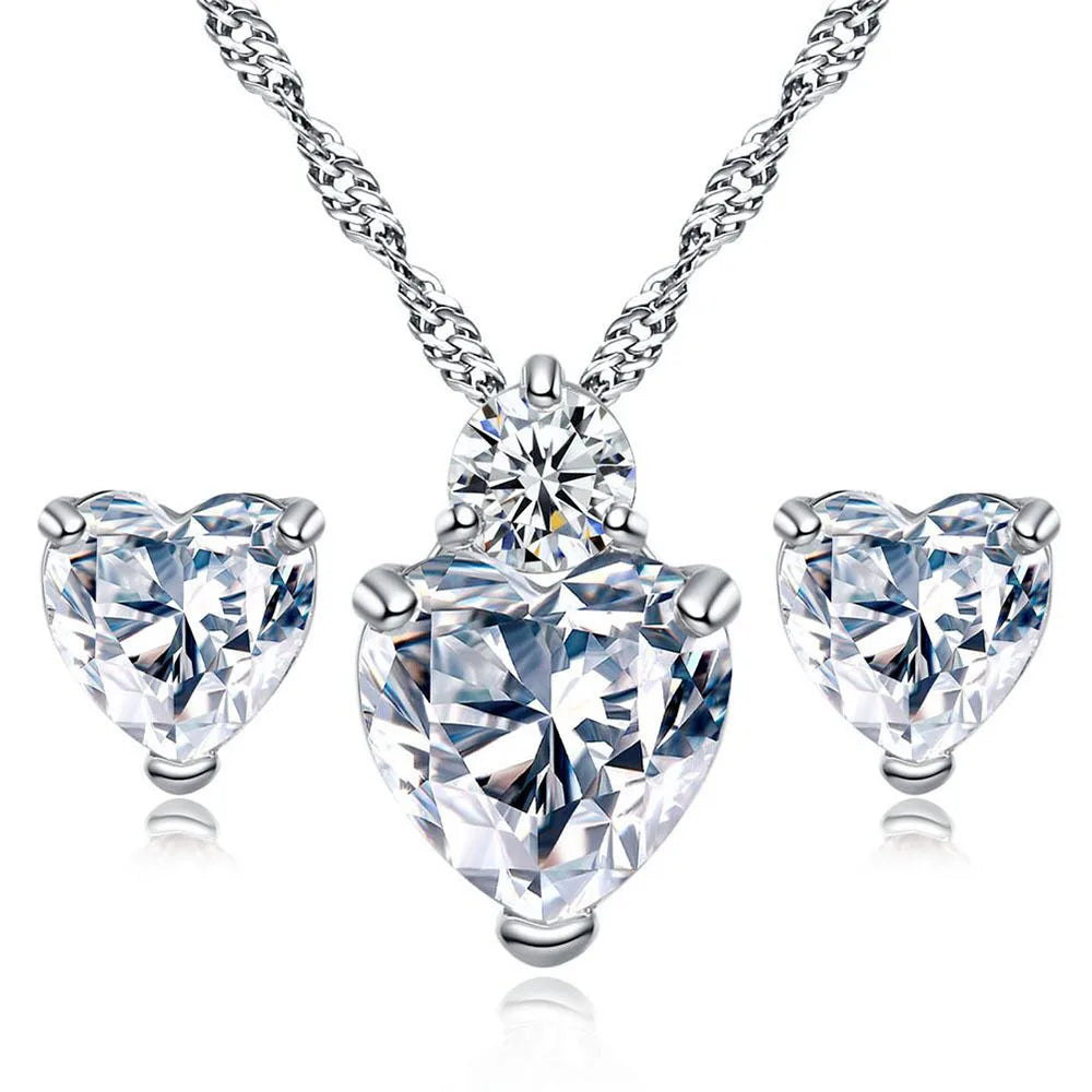 1 Set Simple Style Heart Shape Alloy Inlay Zircon Women'S Jewelry Set