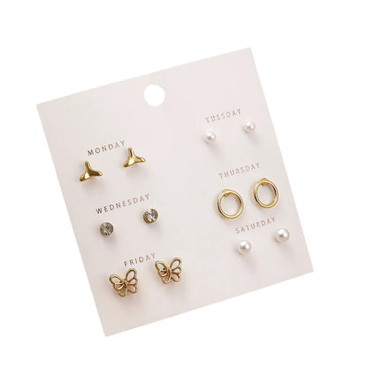 1 Set Simple Style Heart Shape Flower Butterfly Alloy Ear Studs