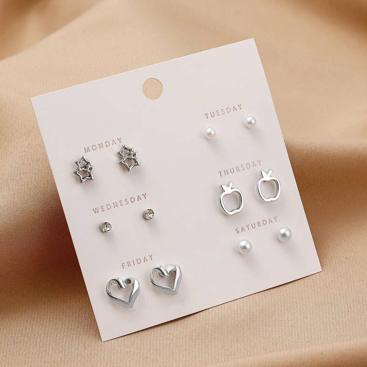 1 Set Simple Style Heart Shape Flower Butterfly Alloy Ear Studs