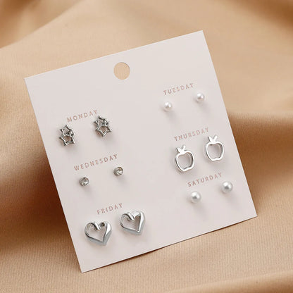 1 Set Simple Style Heart Shape Flower Butterfly Alloy Ear Studs