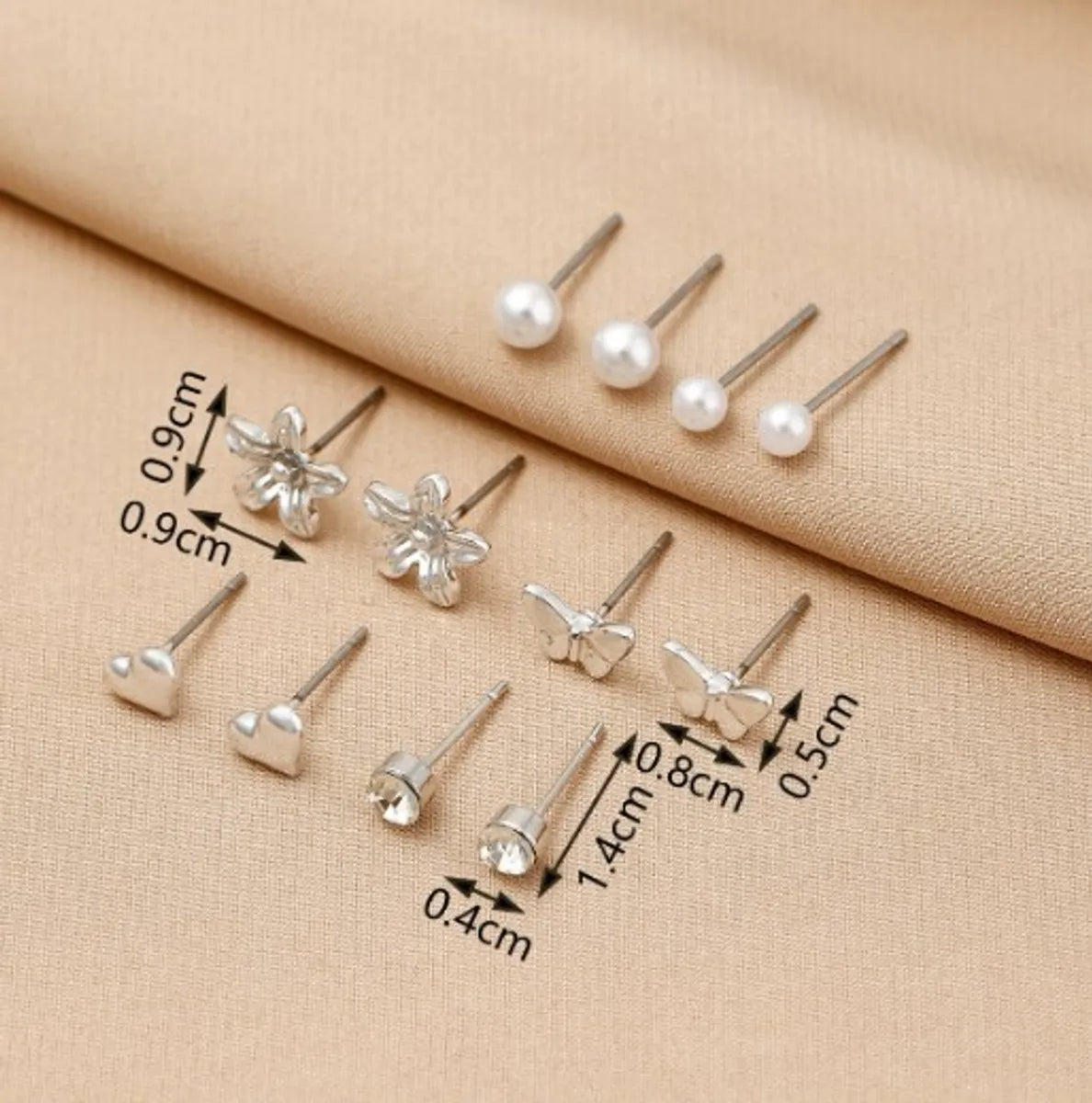 1 Set Simple Style Heart Shape Flower Butterfly Alloy Ear Studs