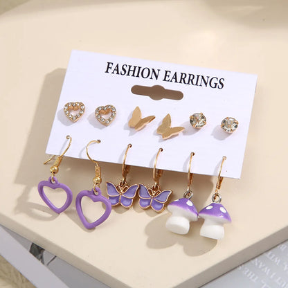 1 Set Simple Style Heart Shape Plating Zinc Alloy Gold Plated Drop Earrings