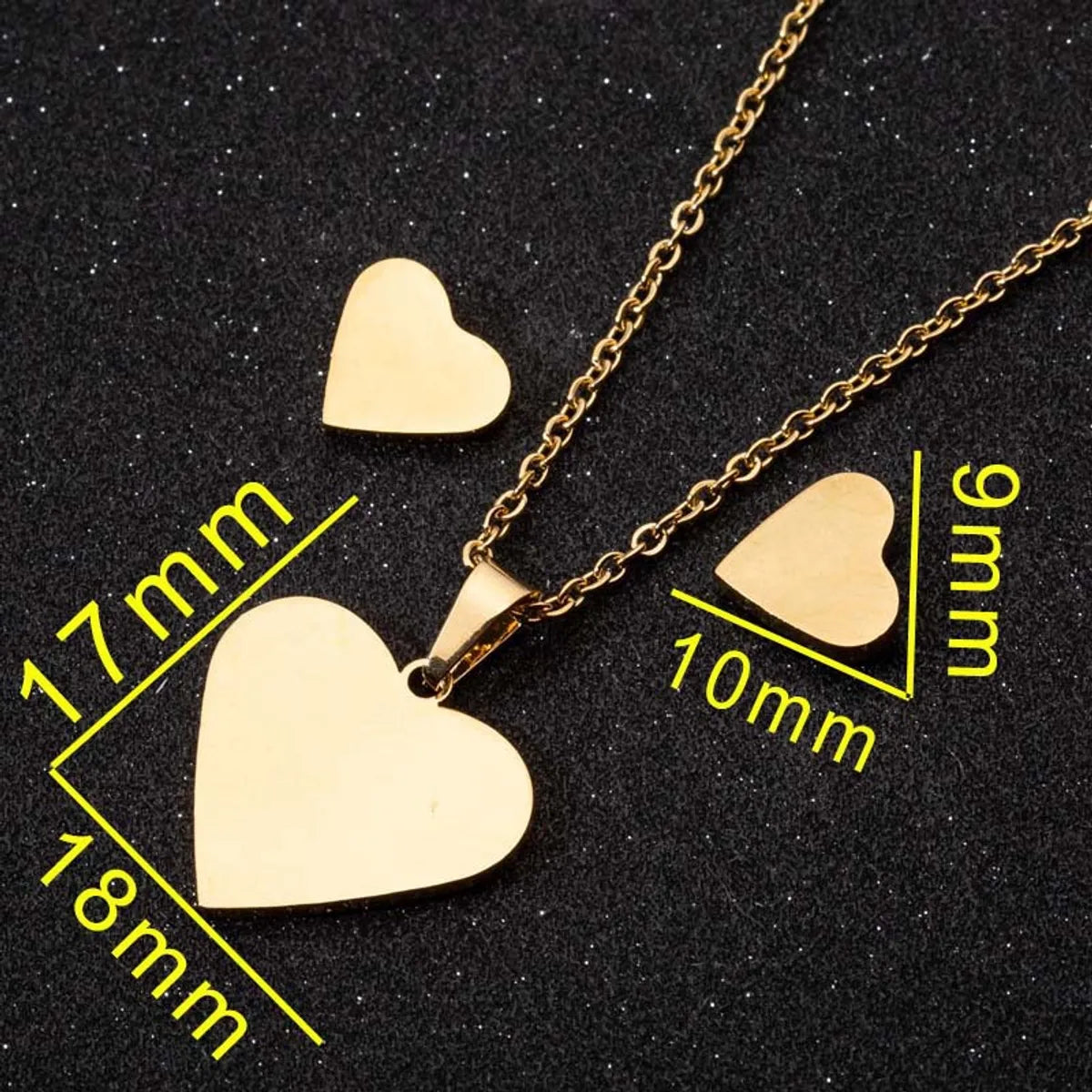 1 Set Simple Style Heart Shape Titanium Steel Plating Earrings Necklace