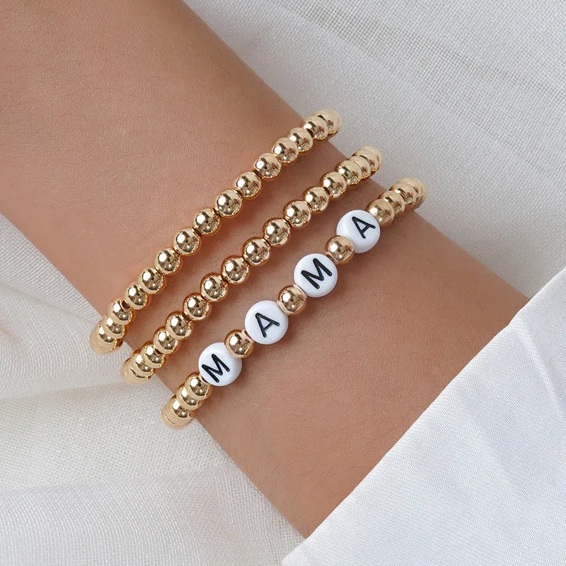 1 Set Simple Style Letter Arylic Plating Mother'S Day Women'S Bracelets