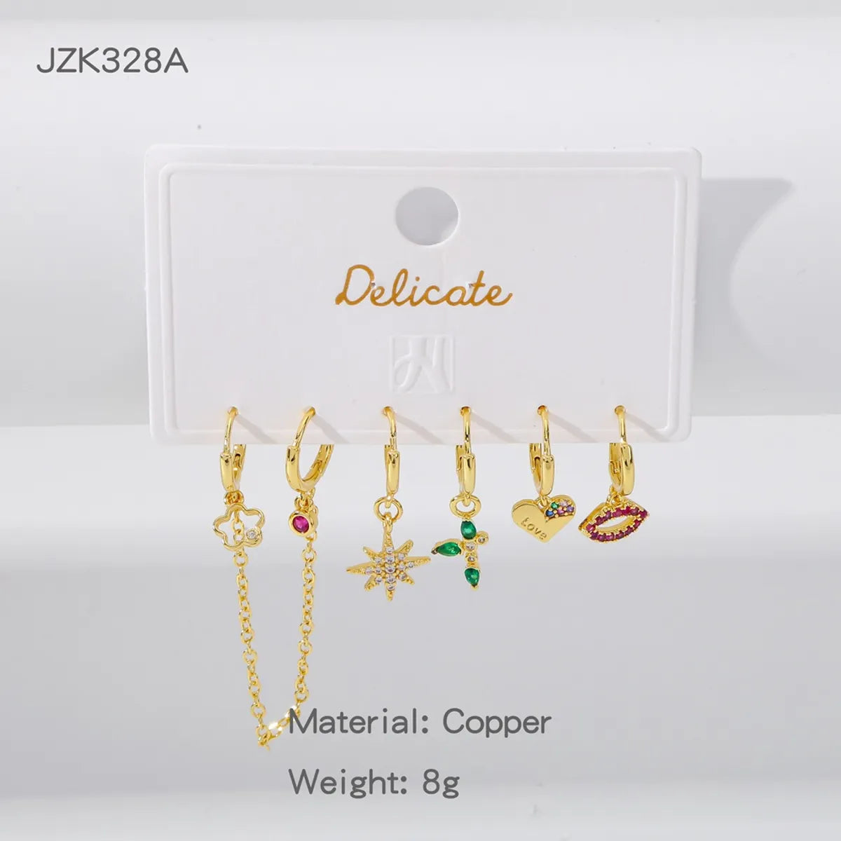 1 Set Simple Style Letter Star Shell Copper Drop Earrings