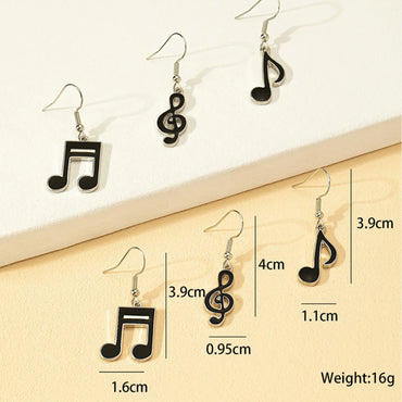 1 Set Simple Style Notes Enamel Alloy Drop Earrings